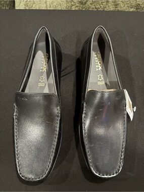 GEOX Respira Men's Loafers Black Size EU 42/US 9 Leather Slip-on Shoes U020WA